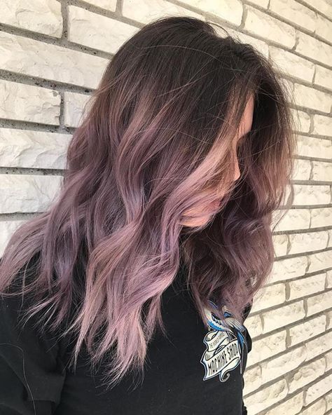 dusty lavender / purple / mauve / ombre hair (@guytang_mydentity) Light Brown And Purple Hair Balayage, Purple Baylage Hair Brunettes, Light Purple Balayage, Purple Bayalage Hair, Light Purple Hair Dye, Lavender Hair Ombre, Faded Hair Color, Best Ombre Hair, Light Purple Hair