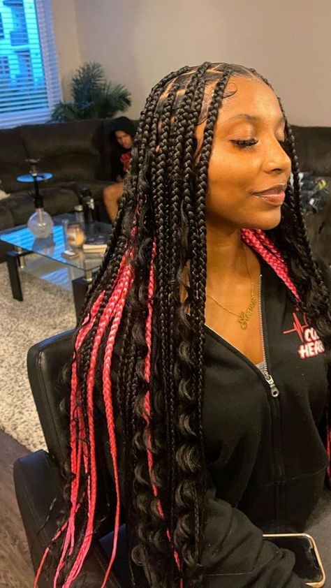 Big Box Braids With Curls, Peekaboo Braids, Short Box Braids Hairstyles, Peekaboo Hair, Big Box Braids Hairstyles, Braided Hairstyle, Box Braids Hairstyles For Black Women, Quick Weave Hairstyles, Cute Braided Hairstyles