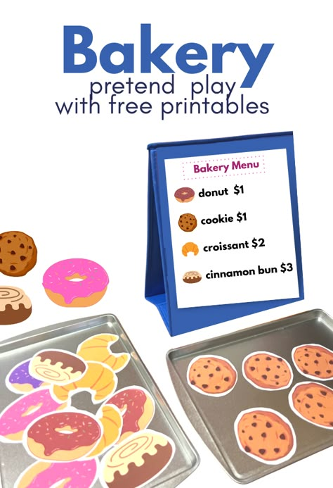 Pretend Classroom Dramatic Play, Preschool Beauty Shop Activities, Bakery Activity Preschool, Coffee Shop Dramatic Play Free Printable, Baking Unit Preschool, Chef Lesson Plans Preschool, Dramatic Play Restaurant Printables Free, Coffee Dramatic Play, Bakery Kindergarten Ideas