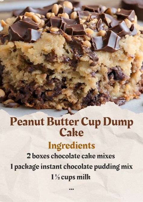 Peanut Butter Dump Cake, Refrigerator Desserts, Chocolate Fantasy, Butter Desserts, Simple Desserts, Dump Cakes, Kitchen Fun, Poke Cakes, Bar Recipe