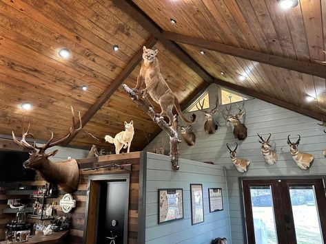 Rustic Hunting Decor, Hunting Decor Living Room, Hunting Room Design, Hunting Room Decor, Deer Mount Decor, Skyrim Tavern, Dream Man Cave, Big Cedar Lodge, Styrofoam Art