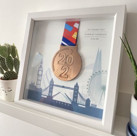 Fresh new London marathon medal frame 🏅 frame your achievement #beproud #loveartandsoles Marathon Medal Display, Medal Display Case, Sport Science, Marathon Medal, Race Medal, Running Medals, Diy Photo Book, Bike Room, Smart Box