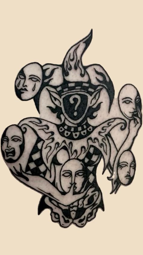 Basic Tattoos, Medieval Tattoo, Clown Tattoo, Alien Tattoo, 4 Tattoo, Traditional Tattoo Art, Dark Art Tattoo, Tattoo Art Drawings, Dark Tattoo