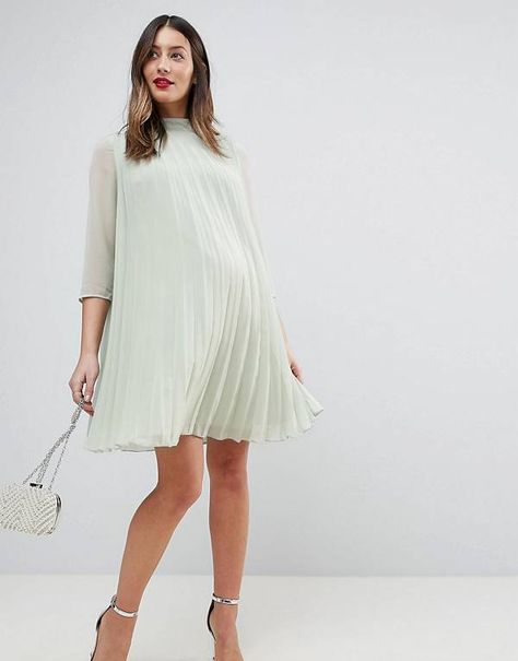 ASOS Maternity Pleated Trapeze Mini Dress Maternity Dress Pattern, Dress For Pregnant Women, Cute Maternity Dresses, Asos Maternity, Trendy Maternity, Everyday Fashion Outfits, Pregnancy Outfits, Nursing Dress, Petite Dresses