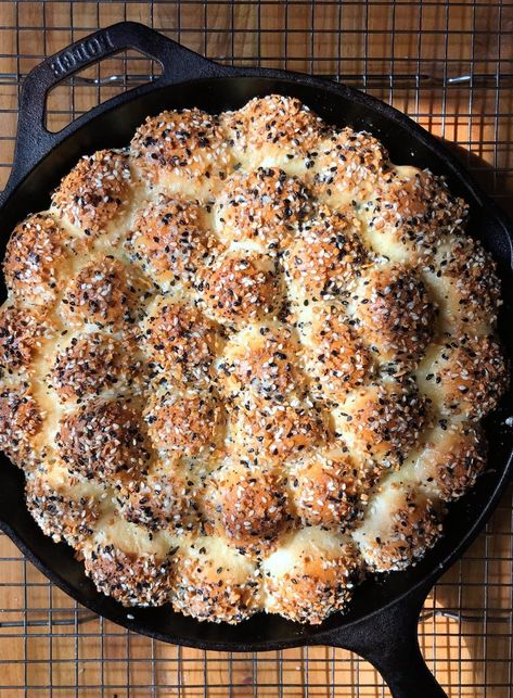 Everything Bagel Seasoning, Bagel Seasoning, Pull Apart Bread, Food Baby, Everything Bagel, Pull Apart, Bread Recipes Homemade, Cast Iron Skillet, Iron Skillet