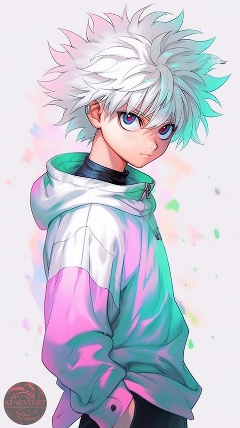 Embark on a magical journey with these English anime wonders! From action-packed adventures to heartwarming tales, your anime experience just got a whole lot more exciting. 🌟 #AnimeMagic #EnglishAnime #MustWatch Character Full Body Drawing, Full Body Anime Drawing, Killua Fan Art, Pfp Killua, Killua Pfp, Anime White Hair Boy, Hxh Wallpaper, Killua Wallpaper, Hxh Fanart