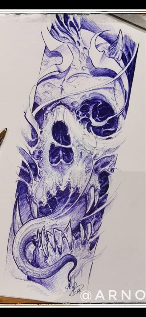 Biomech Tattoo, Biomechanical Tattoo Design, Evil Skull Tattoo, Neotraditional Tattoo, Skull Sketch, Skull Sleeve Tattoos, Biomechanical Tattoo, Skull Art Drawing, Arte Punk