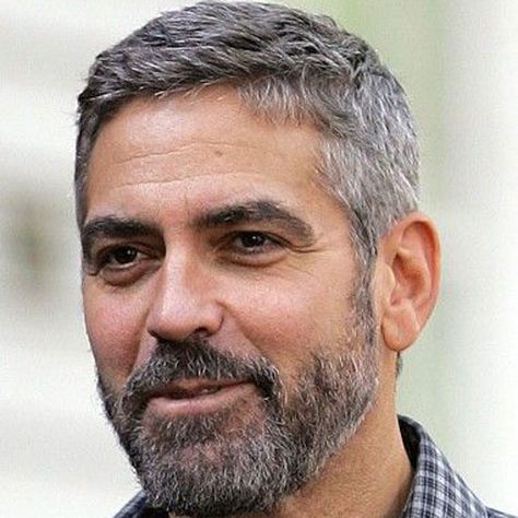 Crew Cut with Beard For Mature Men George Clooney Haircut, Patchy Beard Styles, Greying Hair, Older Men Haircuts, Older Mens Hairstyles, Patchy Beard, Grey Hair Men, 얼굴 드로잉, Celebrity Hair