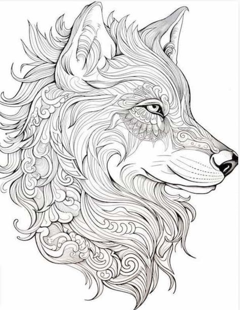 Wolf Mandala Art, Wolf Coloring Pages Free Printable, Colouring Patterns, Wolf Coloring Pages, Mandala Wolf, Colouring Sheets For Adults, Majestic Wolf, Wolf Colors, Coloring Pages For Grown Ups