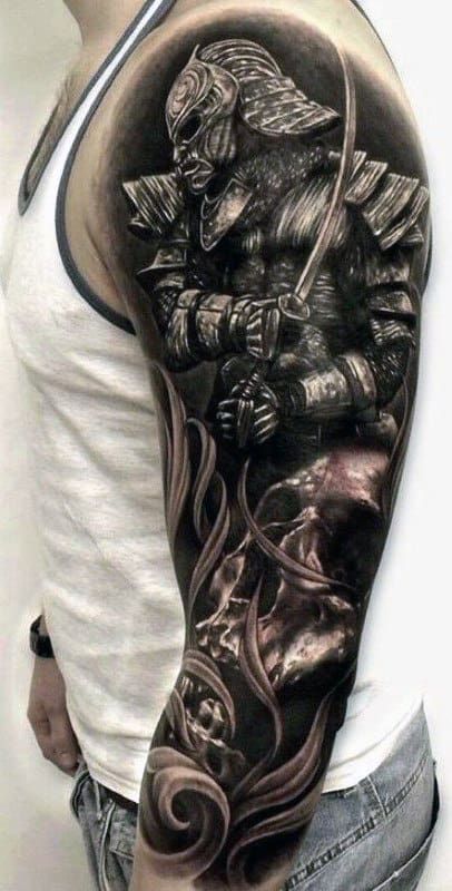 Top 61 Best Samurai Tattoo Ideas [2020 Inspiration Guide] Left Tattoo, Kurt Tattoo, Japanese Warrior Tattoo, Tato 3d, Samurai Warrior Tattoo, Samurai Tattoo Design, Dengeki Daisy, Warrior Tattoos, Dark Angels