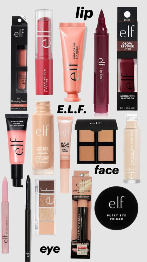 Elf products #elf #makeup #makeuproducts #mascara #eyeliner #contour shuffle collage Shuffle Collage, Elf Products, Mascara Eyeliner, Elf Makeup, Volume Mascara, Christmas Wishlist, Elf, Eyeliner, Essence