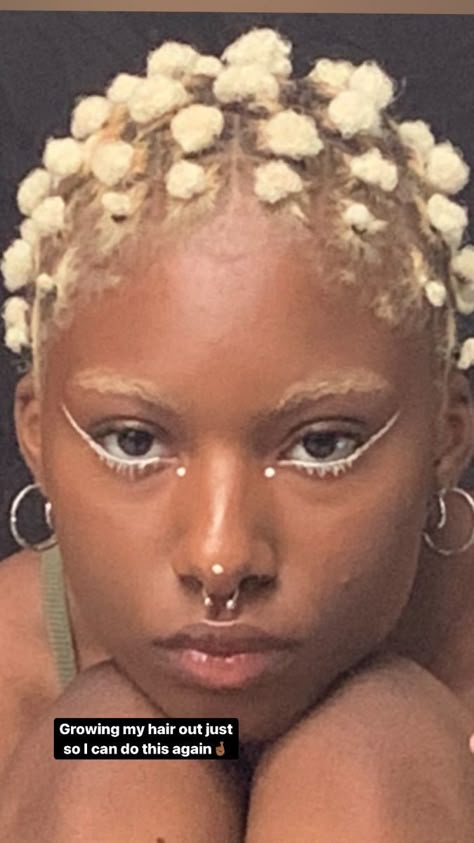 Short Blonde Hair Baddie, Futuristic Short Hair, Blonde Natural Hair Short, Platinum Hair Bleached Brows, Bleach 4c Hair, Bleaching Natural Hair, Bantu Knots On Short Hair, Bantu Knot Out Natural Hair Short, Braiding Short Hair Black