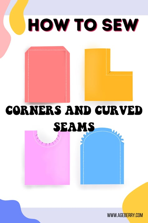 Dress Making Tips Sewing, Sewing Curves Tutorial, How To Sew Square Corners, Professional Sewing Techniques, Sewing Curved Seams, Sewing Round Edges, How To Sew Seams, How To Sew In A Straight Line, How To Sew Curved Seams