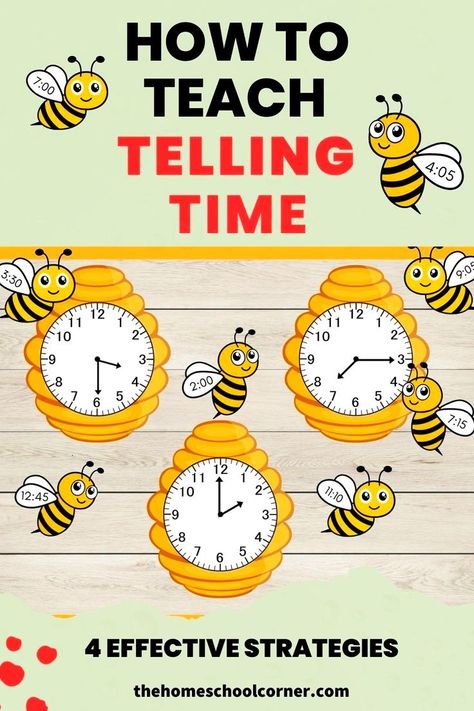 Learning how to tell time can be overwhelming for 2nd grade kids especially when they have little concept of time. This post will show you how to teach telling time with hands-on activities using analog clocks, digital clocks, telling time worksheets, and telling time games, as well as using a daily task schedule to help kids understand the passage of time. Check out our fun telling time practice sheets and activities at thehomeschoolcorner.com Teach Telling Time, Task Schedule, Telling Time Games, Clocks Digital, Telling Time Activities, How To Tell Time, Effective Teaching Strategies, Telling Time Practice, Literacy Activities Kindergarten