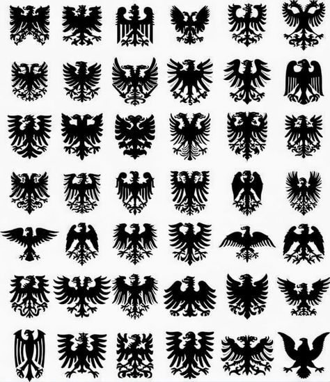 Eagle Silhouette, Heraldry Design, German Eagle, Eagle Tattoos, Flag Design, Free Vector Art, 로고 디자인, Albania, Coat Of Arms