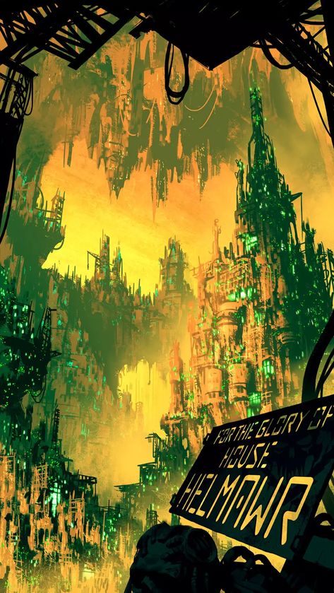 Necromunda – spire interior Hive City 40k, Hive City, Dark Heresy, Dark Future, 40k Art, 40k Artwork, Owl City, Gallery Artwork, Warhammer 40k Artwork