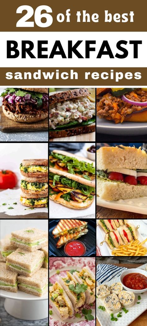 A collage of assorted breakfast sandwiches, featuring different breads like bagels, croissants, and toast, filled with ingredients like eggs, cheese, avocado, chicken, and fresh greens, showcasing a variety of easy and quick breakfast sandwich ideas. Breakfast Sandwich To Go, The Best Breakfast Sandwich, Perfect Breakfast Sandwich, Awesome Sandwich Recipes, Awesome Sandwich Ideas Easy Breakfast Sandwich Ideas, Easy Sandwich Ideas, Breakfast Sandwich Ideas, Brunch Sandwiches, Quick Sandwich Recipes, Quick Sandwich, Easy Sandwiches, Sandwich Maker Recipes, Brunch Sandwich