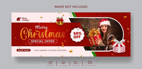 Merry christmas facebook cover and web b... | Premium Vector #Freepik #vector #christmas #offer #merry-christmas #banner-design Merry Christmas Facebook Cover, Christmas Banner Design, Banner Design Templates, Packing Idea, Christmas Facebook Cover, Christmas Gift Hampers, Cover Facebook, Creative Banners, Social Media Kit