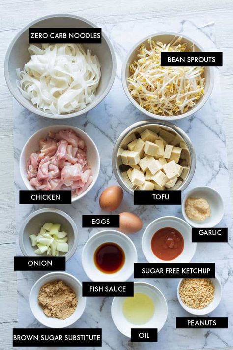 Keto Pad Thai, Miracle Noodles Recipe, Healthy Noodle Recipes, Gluten Free Asian, Tofu Chicken, Healthy Noodles, Low Carb Noodles, Makey Makey, Sugar Free Ketchup