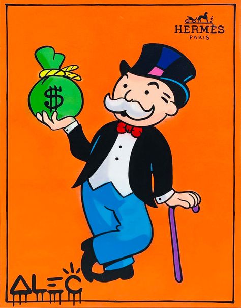 Money Aesthetic Drawing, Mr Monopoly Tattoo, Mr Monopoly Art, Alec Monopoly Art, Money Design Art, Monopoly Art, Monopoly Man, Funny Art History, Dope Cartoons