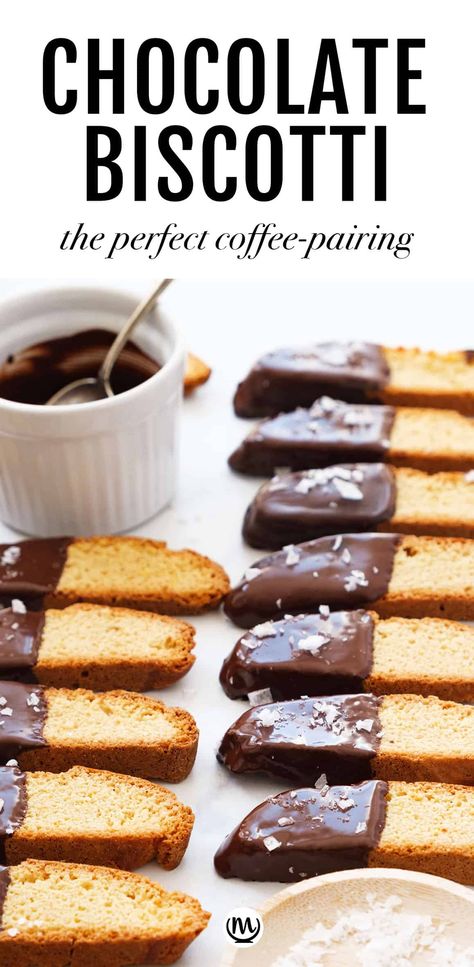 Biscotti Dipped In Chocolate, Chocolate Dipped Biscotti, Espresso Biscotti, Best Biscotti Recipe, Homemade Biscotti, Chocolate Biscotti, Homemade Ideas, Biscotti Recipe, Chocolate Icing