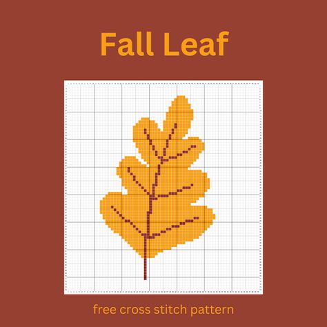 Keeping it Real: Fall leaf - free cross stitch pattern Cross Stitch Leaves Pattern, Cross Stitch Leaf Pattern, Fall Leaves Cross Stitch, Fall Leaf Cross Stitch Pattern, Autumn Leaves Cross Stitch, Happy Wednesday, Dmc Floss, Cross Stitch Patterns Free, Free Cross Stitch