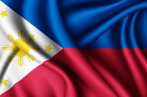 Waving silk flag of philippines | Premium Photo #Freepik #photo #flag-wave #national #national-flag #independence Philippine Flag Wallpaper, Philippines Country, Motorcycles Logo Design, Filipino Art, Graphic Design Ads, Silly Cats Pictures, 50 Million, Selena Quintanilla, Cute Anime Profile Pictures