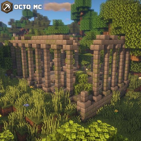 Here are the ruins of my Roman temple: Minecraftbuilds Minecraft Building Ideas Ruins, Temple Minecraft Ideas, Ruined Minecraft Builds, Minecraft Ravine Build, Roman Minecraft, Minecraft Temple Ideas, Trail Ruins Minecraft, Ruins Minecraft, Minecraft Ruins Ideas