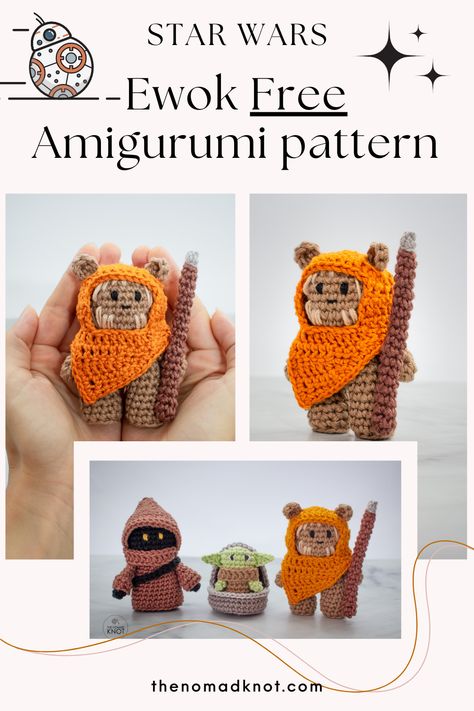 Crochet R2d2 Amigurumi Free Pattern, Porg Crochet Pattern Free, Bb8 Crochet Pattern Free, Crochet Jawa Free Pattern, Crochet Star Wars Ornaments, Crocheted Star Wars Characters, Easy Star Wars Crochet Pattern, Crochet Star Wars Plushie, Crochet Star Wars Pattern Free