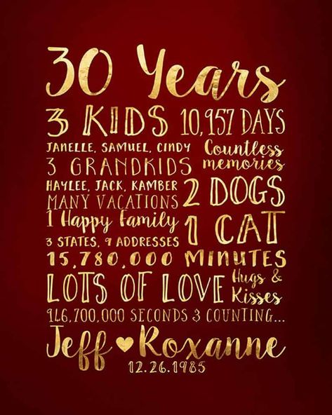 30 Year Anniversary Gift 30th Anniversary Gifts For Parents, 30 Year Anniversary Gift, Wedding Anniversary Years, Quotes About Grandchildren, 30th Anniversary Gifts, Wedding Anniversary Quotes, 30 Year Anniversary, Quotes Family, Biblical Marriage