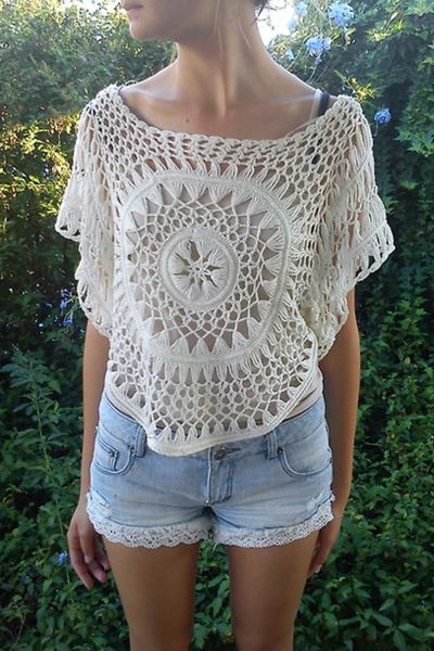 crochet Mandala Top, Hairpin Lace Crochet, Diy Vetement, Crochet Summer Tops, Clothes Pin Crafts, Crochet Woman, Crochet Shirt, Crochet Poncho, Crochet Blouse