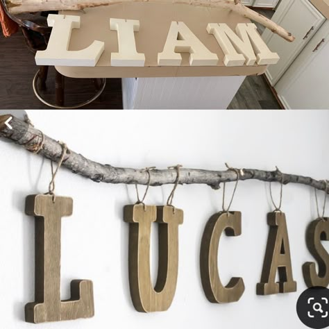 Woodland Nursery Decor Diy, Diy Nursery Signs Boy, Diy Name Banner For Nursery, Diy Nursery Decor Boy Wall Art, Diy Nursery Sign, Easy Diy Nursery Decor, Cricut Nursery Decor, Baby Diy Projects Nursery, Diy Woodland Nursery Decor