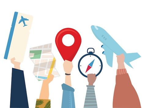 Free vector illustration of travel journ... | Free Vector #Freepik #freevector #flight-ticket #travel-ticket #air-ticket #boarding-pass Travel Vector Illustration, Airplane Illustration, Travel Vector, Travel Doodles, Illustration Travel, Travel Preparation, Map Illustration, Travel Journey, Journey Mapping