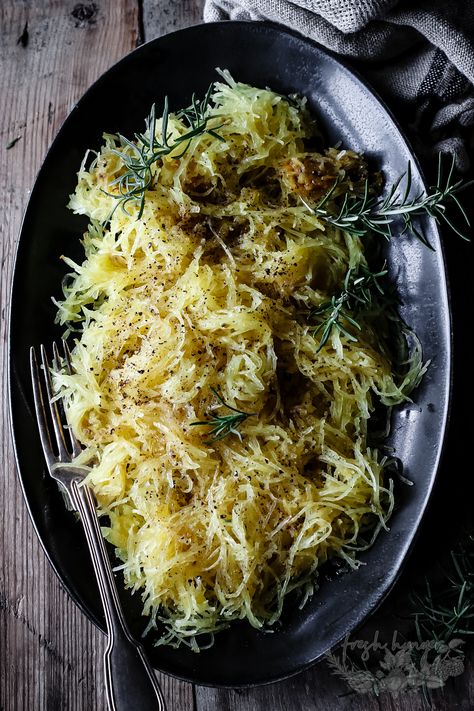 ROSEMARY BROWNED BUTTER SPAGHETTI SQUASH Cooked Spaghetti Squash, Butter Spaghetti, Winter Squash Recipes, Sweet Butter, Spaghetti Squash Recipes, Browned Butter, Roasted Butternut, Roasted Butternut Squash, Squash Recipes