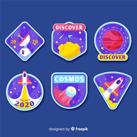 Space sticker collection illustration design Free Vector | Free Vector #Freepik #vector #freedesign #freecartoon #freesticker #freecomic Gamification Badges, App Badges, Badge Illustration, Badges Design, Space Stickers, Sticker Icon, Badge Collection, Badge Icon, Collection Illustration