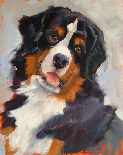 Painting Dogs, Dog Portraits Painting, Dog Portraits Art, Bernese Mountain Dogs, 강아지 그림, Dog Painting, Oil Painting Portrait, Animal Portraits, Mountain Dog