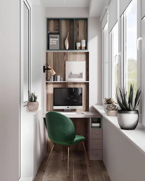 Tiny Home Office, Home Office Closet, Interior Balcony, Home Office Furniture Sets, Desks For Small Spaces, Small Home Offices, Kids Interior Room, Condo Living, Home Entrance Decor