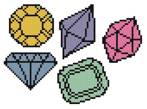 Cross Stitch Gemstone, Crystal Cross Stitch, Cross Stitch Motifs, Stitch Stuff, Quartz Rock, Crystal Cross, Embroidery Cross, Needle Arts, Cross Stitch Patterns Free