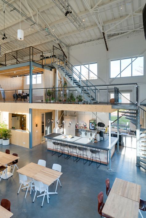 FRAME | What if the future office isn't an office at all? Skip Floor, Exposed Ductwork, Dream Condo, Loft Extension, Industrial Style Living Room, Warehouse Living, Warehouse Loft, Loft Inspiration, Warehouse Home