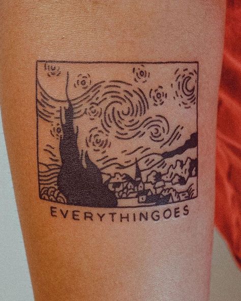 Starry Night Tattoo, Van Gogh Tattoo, Cute Tattoo Ideas, Night Tattoo, Catrina Tattoo, Tattoos Infinity, Health Tattoo, Cute Tattoo, Ring Finger Tattoos