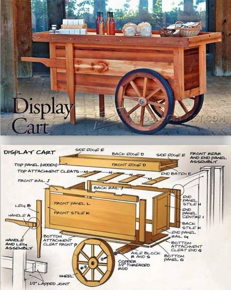 Market Cart, Wooden Cart, Wood Projects That Sell, Street Vendor, Coffee Carts, Easy Wood Projects, Easy Wood, Woodworking Plans Diy, Woodworking Projects That Sell