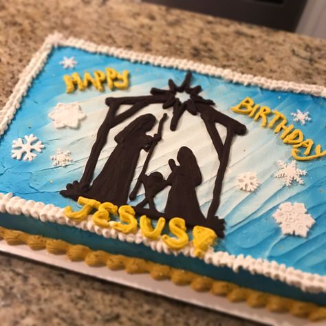 Cake Natal, Nativity Cake, Group Snacks, Happy Birthday Jesus Cake, Jesus Birthday Cake, Jesus Cake, Christmas Birthday Cake, Icing Cupcakes, Cake Christmas