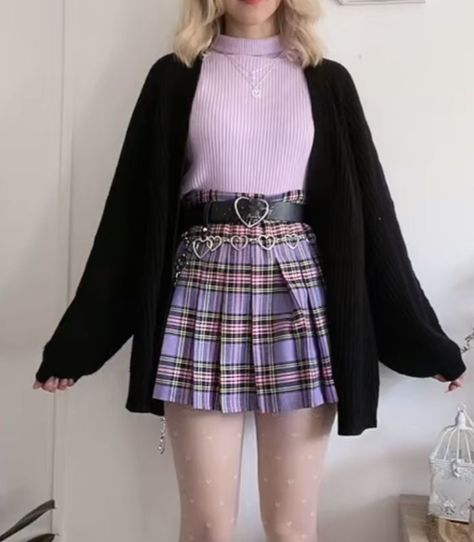 Soft Goth Outfits Pastel Grunge, Purple Outfits, Kawaii Fashion Outfits, Alt Fashion, Goth Outfits, Alternative Outfits, Really Cute Outfits, Fashion Design Clothes, Kawaii Clothes