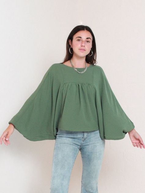 Bat Wing Sleeves, Wing Sleeves, Bat Wing, Green Collection, Dolman Sleeve Tops, Sleeves Top, Boutique Brands, Flowy Tops, Softest Sweater