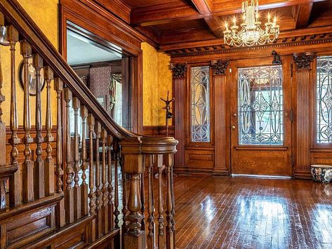 Old Victorian Mansions, Small Staircase, Muncie Indiana, Single House, Victorian Mansion, Purple Rooms, Victorian Mansions, Mansions For Sale, Mansions Homes