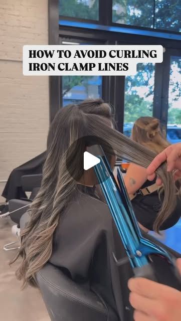 BaBylissPRO on Instagram: "Trying to avoid that unwanted clamp line from your iron? @davidconnorhair uses the Limited Edition Black & Blue 1.25” Extended Barrel Curling Iron to show you how!
.
……try saying that 5x fast 😜" 1.5 Curling Iron Curls, How To Use A Curling Iron With A Clamp, Revlon Curling Iron, Hair Curling Tutorial, Barrel Curling Iron, Barrel Curls, Curling Iron, Revlon, Curled Hairstyles