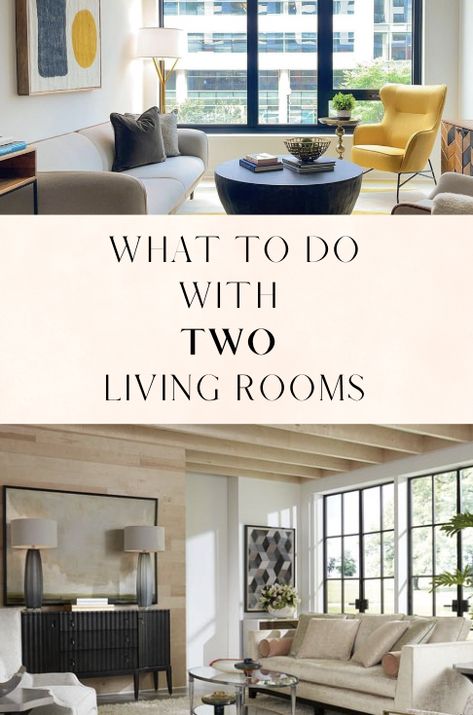 Rather than furnishing two living room areas in your home that serve a similar purpose, it may be time to transform one of your living rooms into a more functional space for your family. Learn which living room you should repurpose — the family room or living room — and gather some ideas about how to transform your living space into a room that suits you better! Den Vs Living Room, Family Room No Tv, Two Living Rooms Next To Each Other, Second Living Room Ideas, Reading Shelves, Den Room Ideas, German Apartment, Second Living Room, Living Room Furniture Ideas