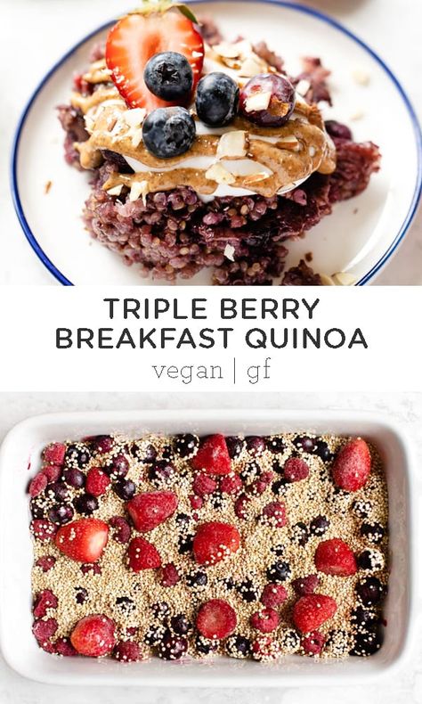 Quinoa Breakfast Bake, Quinoa Recipes Breakfast, Flax Eggs, Breakfast Quinoa, Bake Healthy, Baked Breakfast, Quinoa Breakfast Bowl, Berry Breakfast, Quinoa Breakfast