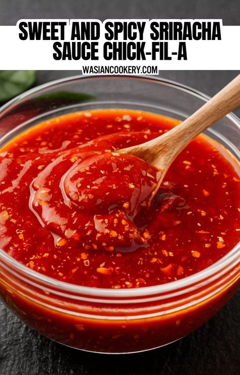 Sweet And Spicy Sriracha Sauce Chick-fil-A Recipe - Wasian Cookery Chick Fil A Sweet And Spicy Sriracha, Sweet And Spicy Sriracha Sauce, Siracha Recipes, Vietnamese Peanut Sauce, Sriracha Sauce Recipe, Chick Fil A Recipe, Sweet N Sour Sauce Recipe, Chick Fil A Sauce, Homemade Sauce Recipes