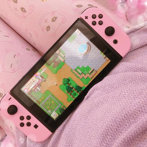 Pink Joycons, Pink Nintendo Switch Aesthetic, Cozy Switch, Nintendo Switch Joycons, Pink Nintendo Switch, Switch Aesthetic, Gamer Girlfriend, Pink Switch, Pink Nintendo